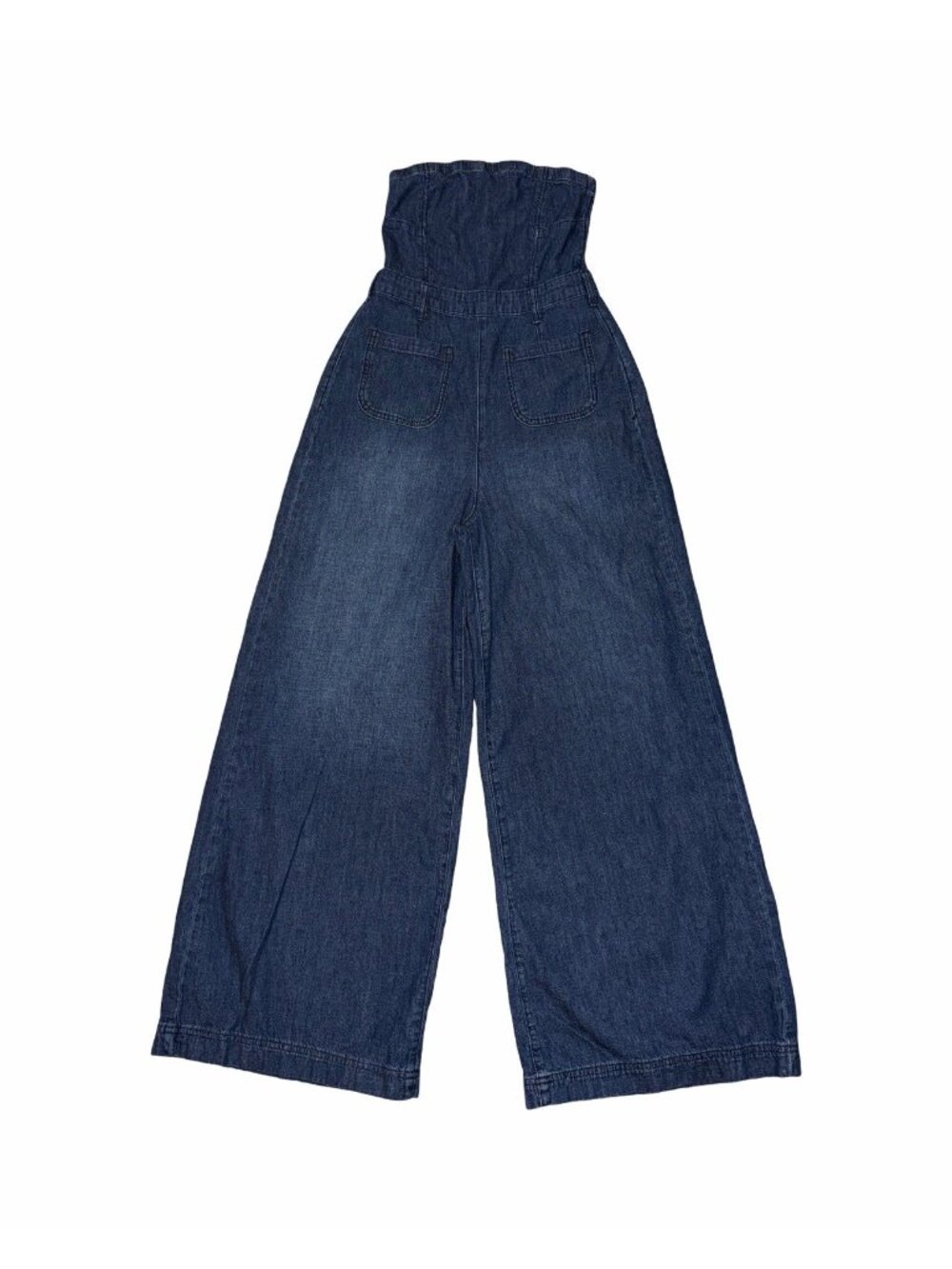 Anthropologie, Pilcro The Skipper denim strapless Wide Leg jumpsuit Size 4 Boho - Picture 2 of 13